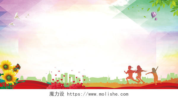 城市剪影跑步的人向日葵世界艾滋病日海报背景素材